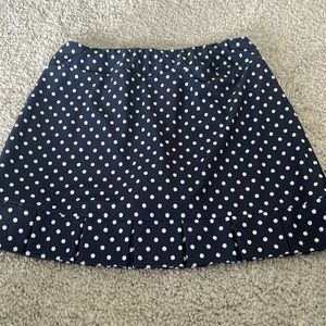 Navy and blue polka dot skort